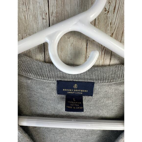 Brooks Brothers Sweater Vest L Gray V Neck Supima Cotton Knit Button Up Rib Trim - Picture 6 of 8
